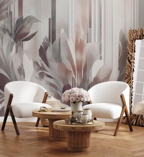 Poetry of Motion Peach Abstract Mural by Marina Stupakova at Wallsauce