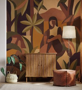 Amber Bloom Abstract Mural from the Sir Edward x Grigory Gladarev Collection at Wallsauce