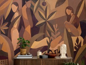 Amber Muse Abstract Mural from the Sir Edward x Grigory Gladarev Collection at Wallsauce