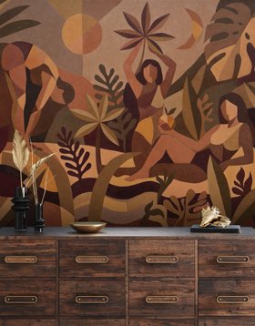 Amber Flora Abstract Mural from the Sir Edward x Grigory Gladarev Collection at Wallsauce