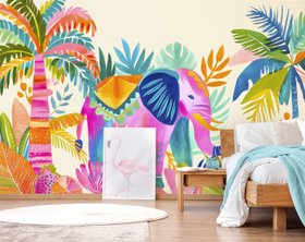 Elephant of the Enchanted Tropics Wall Mural by Andrea Haase at Wallsauce