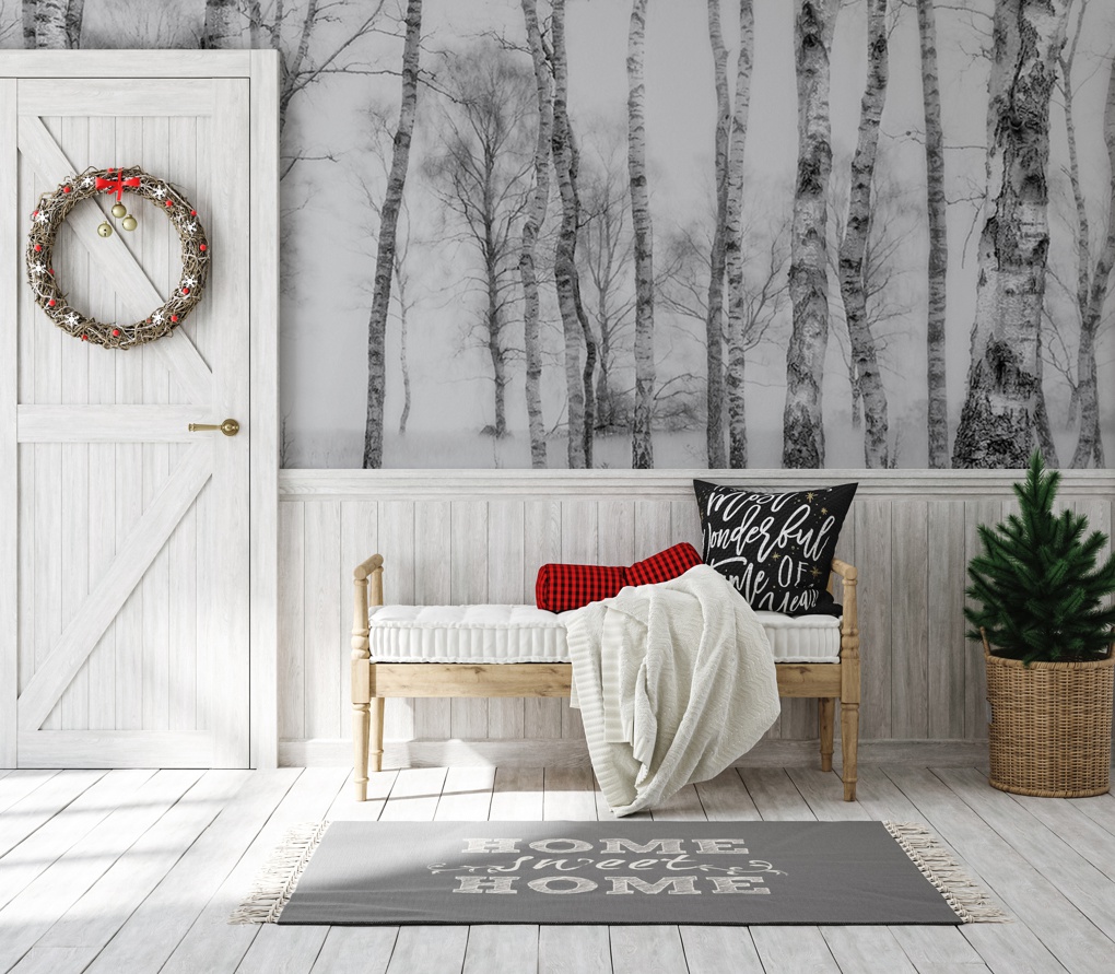 Removable Christmas/ Winter Wallpaper Mural - Sketch Effect Forest available at Wallsauce.com