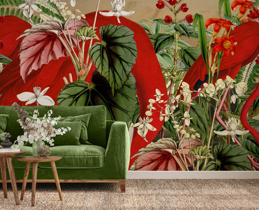 Flaming Flamingos Wallpaper Mural By We Paint Houses Available At Wallsauce