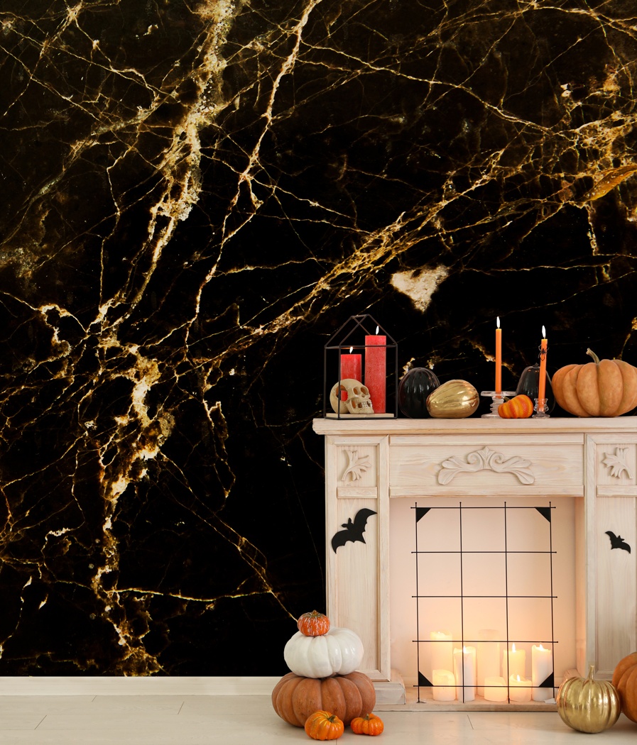 Removable Halloween Wallpaper: Black and Gold Marble Wallpaper Available At Wallsauce.com