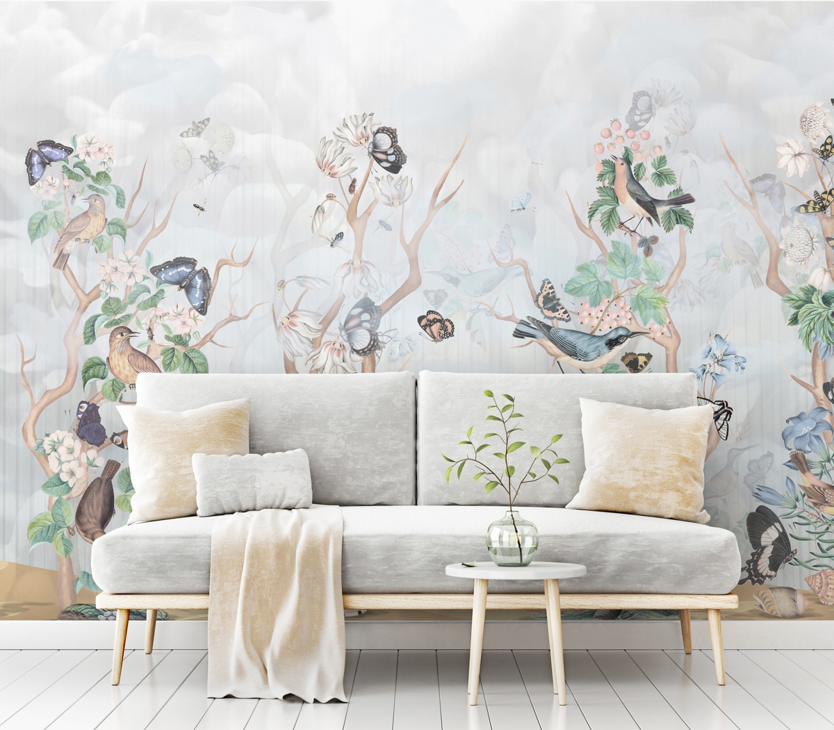 Birds And Berries Wall Mural by Marina Stupakova available from Wallsauce.com