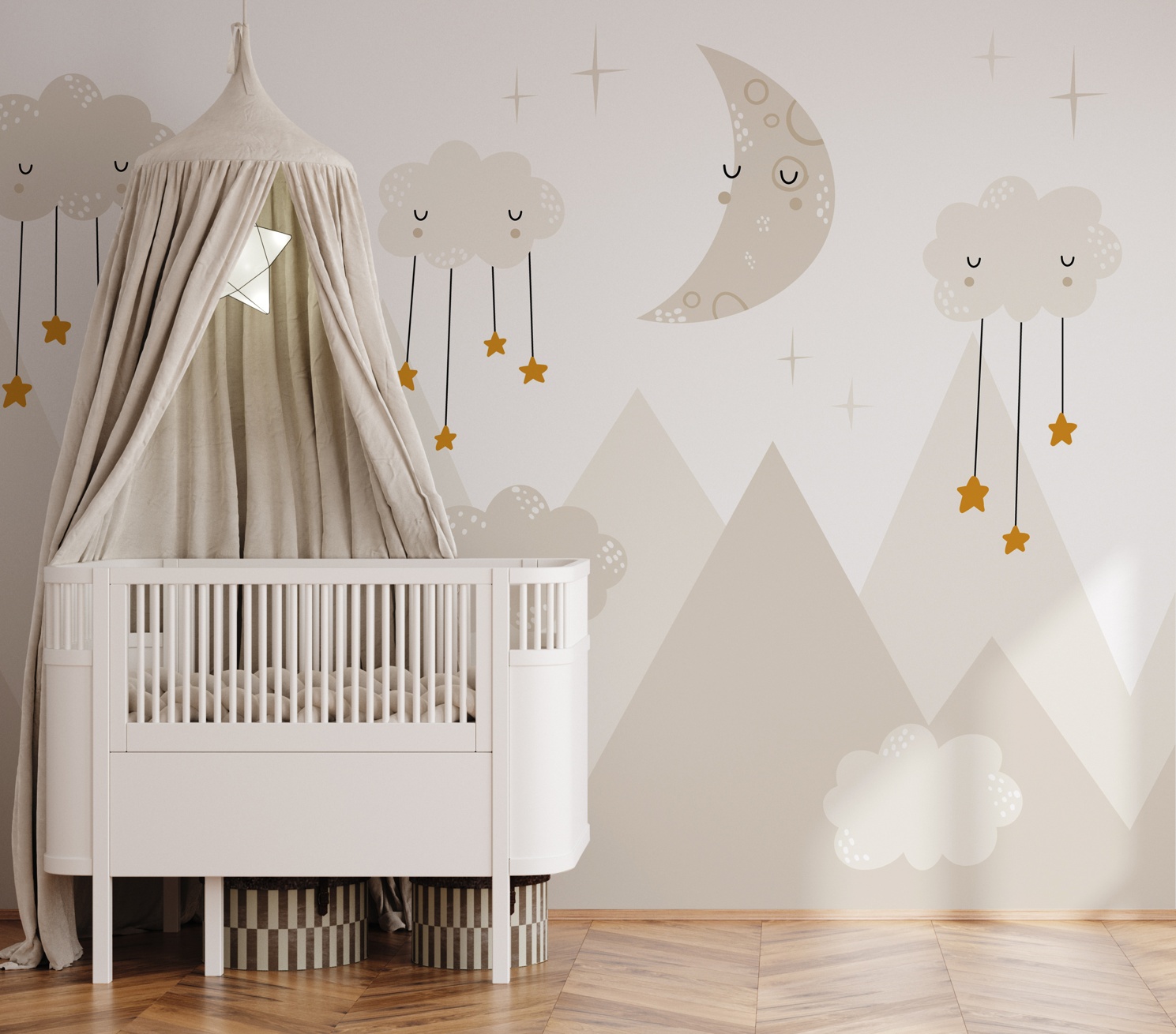 Raining Stars Nursery Wallpaper Mural from Wallsauce.com