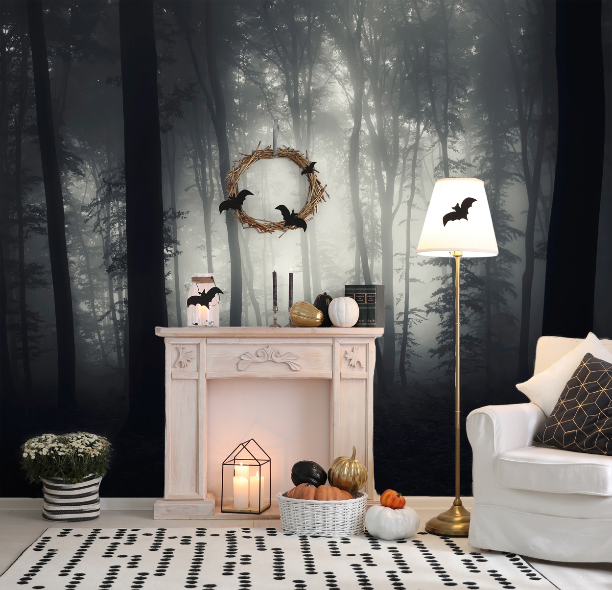Removable Halloween Wallpaper: Light in the Dark Available At Wallsauce.com