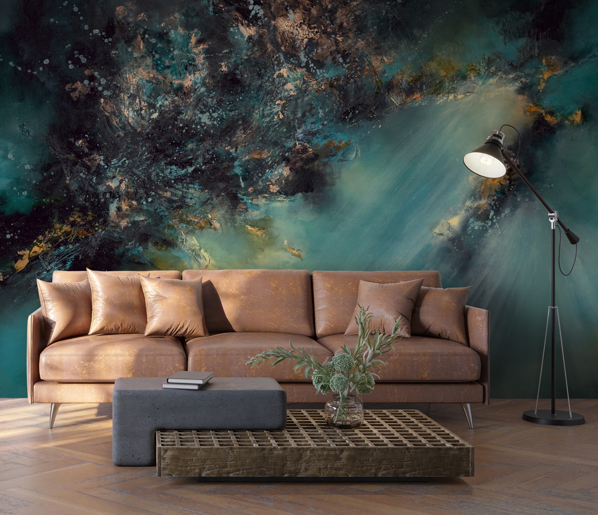 Celestial Light Abstract Space Wallpaper Mural by Alison Johnson at Wallsauce