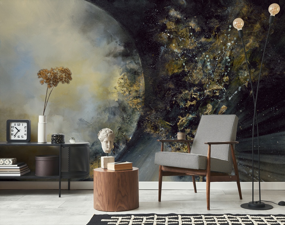 Talking To The Moon Abstract Space Wallpaper Mural by Alison Johnson at Wallsauce