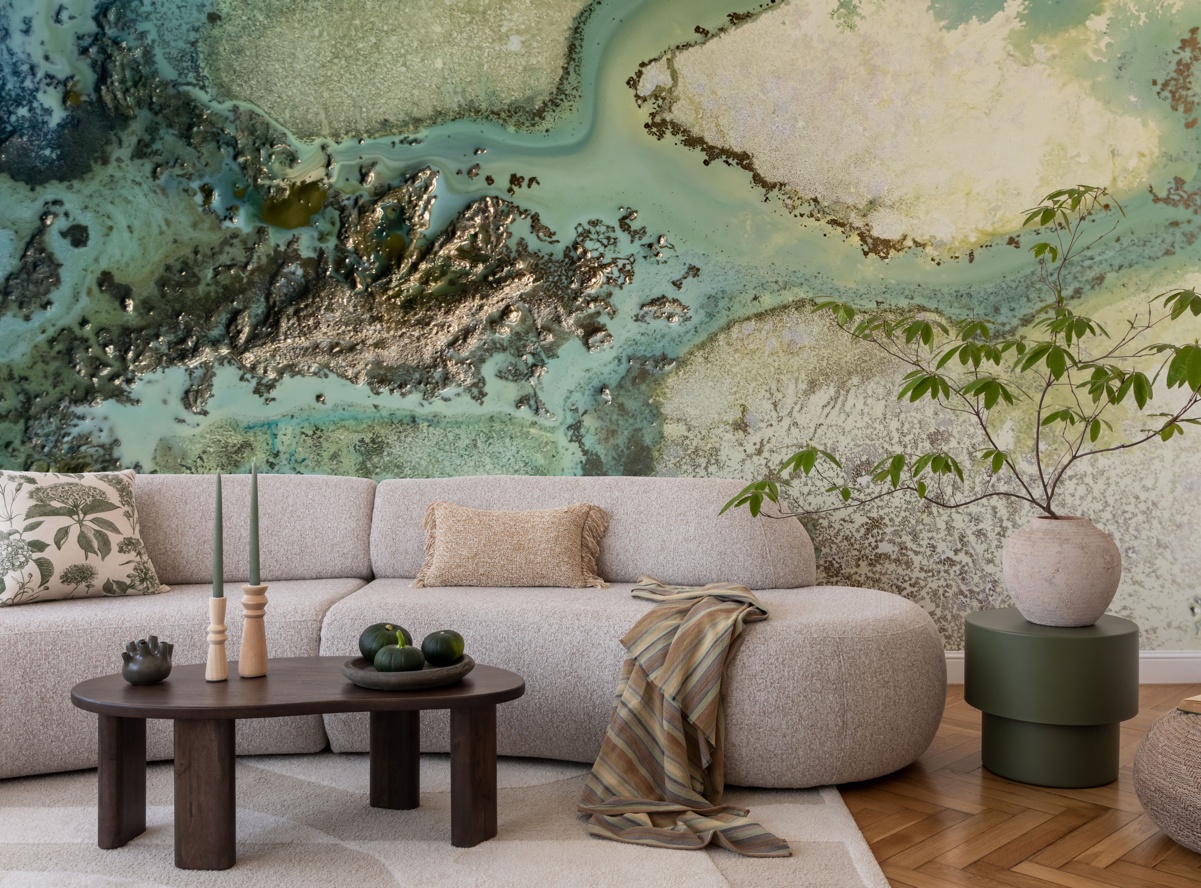 Evergreen Abstract Wallpaper Mural by Petra Meikle de Vlas at Wallsauce