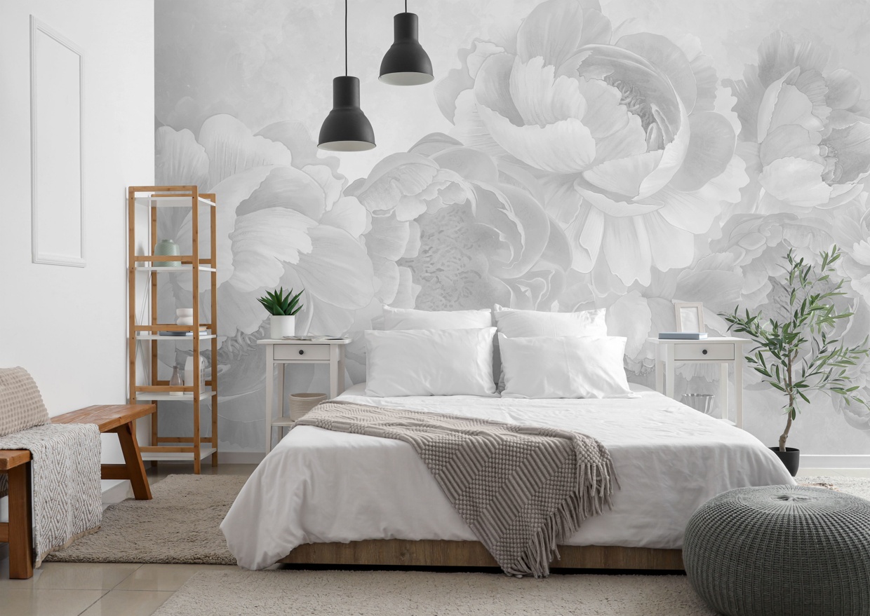 Big Peonies II Abstract Floral Wall Mural by Marina Stupakova at Wallsauce