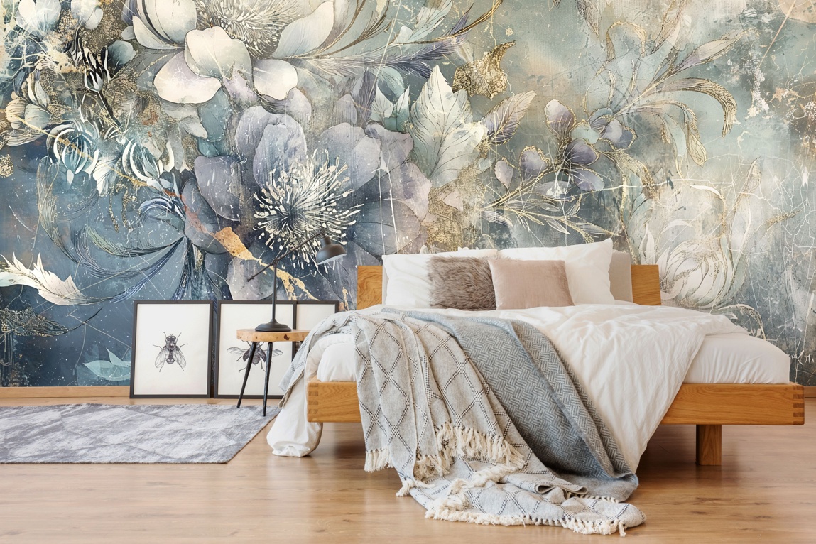 Distressed Large Florals Wall Mural by Rafal Kulik at Wallsauce
