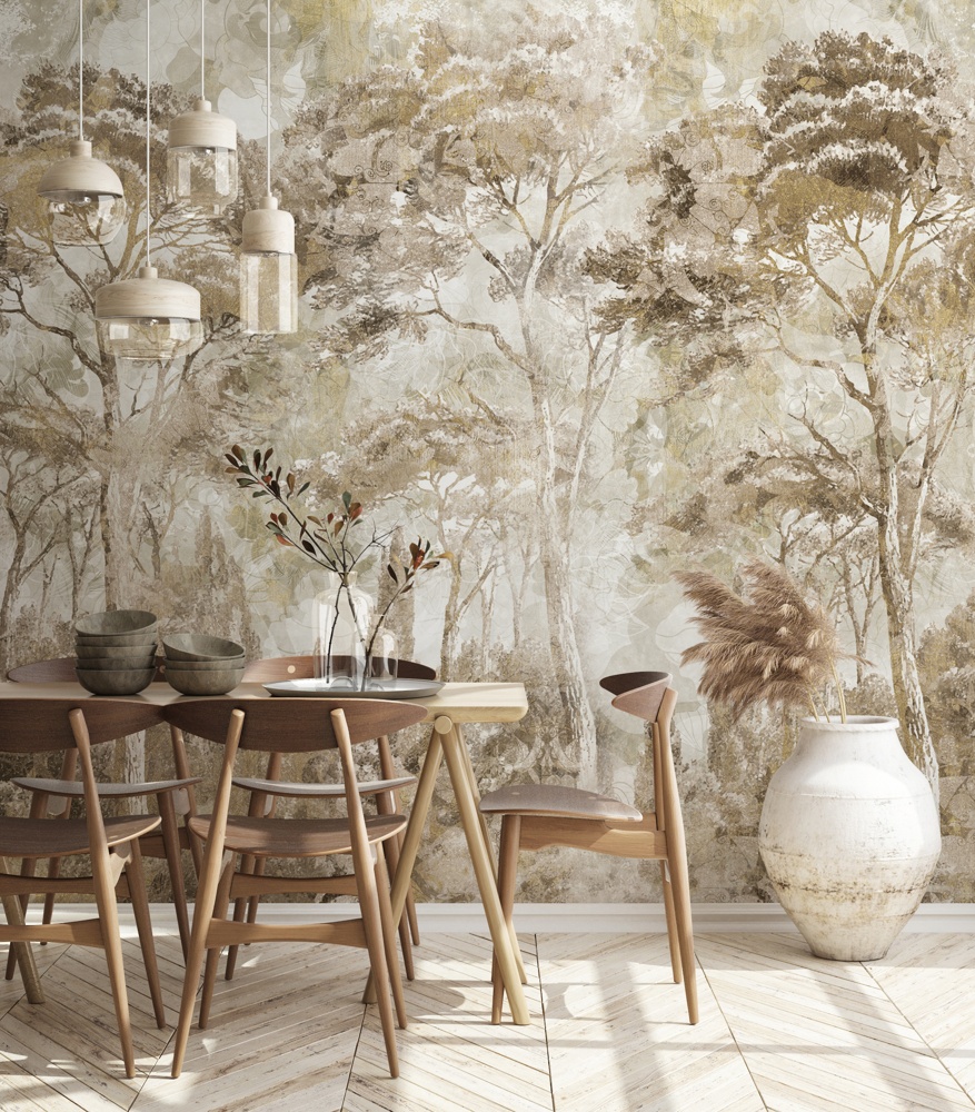 Antique Woodland Landscape Mural by Edina Jeremcsuk at Wallsauce
