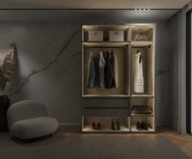 Livitalia Bellavista Kleiderschrank Offe Ohne Tueren 1,5m Dunkel Mit Beleuchtung