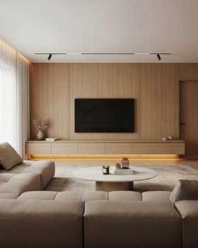 Moderne Holz Wohnwand TV Lowboard