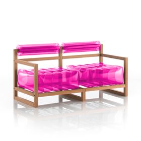 Yoko Wood Frame Sofa - Crystal Pink - Mojow