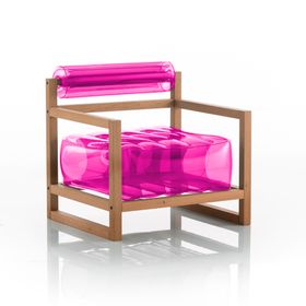 Yoko Wood Frame Armchair - Crystal Pink - Mojow