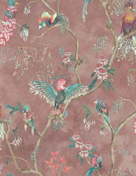 Birds In Paradise Wallpaper - Old Rose - Brand Mckenzie