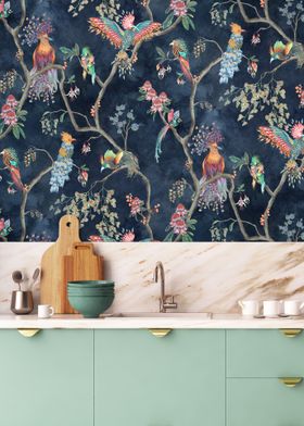 Birds In Paradise Wallpaper - Midnight - Brand Mckenzie