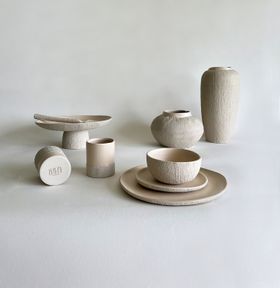 Yuta Large Ceramic Vase - Beige