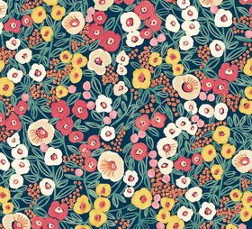 Flora Ditsy Wallpaper - Indigo & Coral - Glasshouse Collection - Ohpopsi