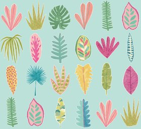 Leaf Boogie Wallpaper - Aqua & Raspberry - Glasshouse Collection - Ohpopsi