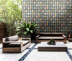Leaf Boogie Wallpaper - Charcoal Mix - Glasshouse Collection - Ohpopsi