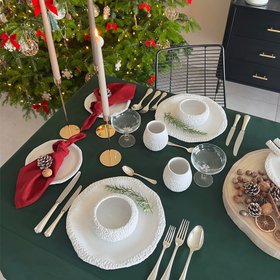 White Textured Ceramic Dinnerware Set - Coral Collection - Koti London