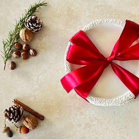 White Textured Ceramic Dinnerware Set - Coral Collection - Koti London