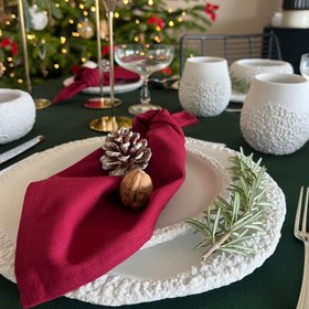 White Textured Ceramic Dinnerware Set - Coral Collection - Koti London