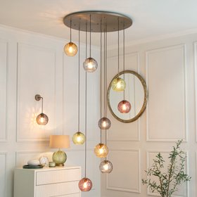 50774 Brushed Muted Bronze 9 Pendant With Emily Shades Lighting RV Astley Roomset