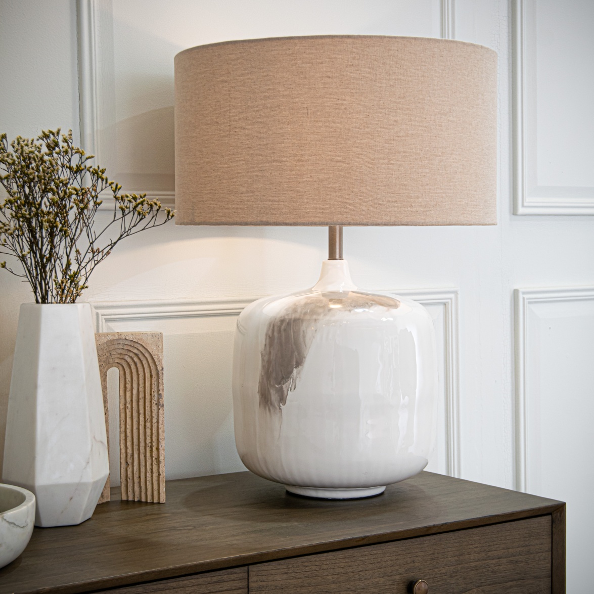 Aketa Cream Table Lamp - RV Astley