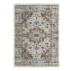 Silk Road Cream & Brown Keshan Medium Rug, (L)160cm x (W)120cm