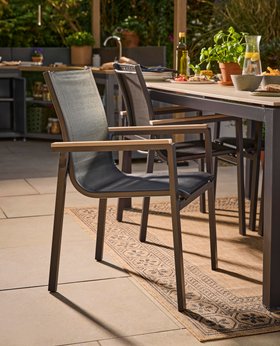 GoodHome Aconite Black Metal Armchair