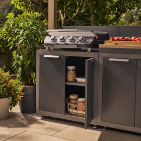 GoodHome Cucino Powder-coated Grey Open Steel Outdoor kitchen cabinet unit