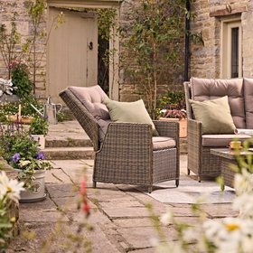 GoodHome Emali Brown Rattan effect 2 seater Bistro set