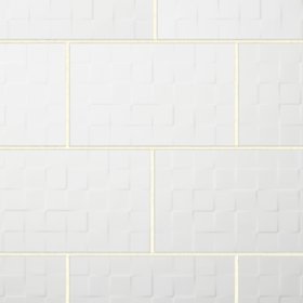 Alexandrina White Gloss Décor Ceramic Indoor Wall Tile, Pack of 10, (L)402.4mm (W)251.6mm