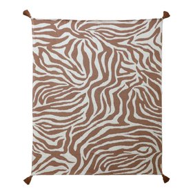 Throw Ecru & Terracotta Bali Boho Woven Animal Throw (L) 150cm x (W) 120cm
