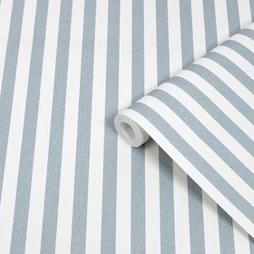 Superfresco Blue & White Stripe Classic Smooth Wallpaper