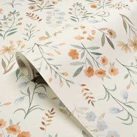 Grandeco Rust & Cream Floral Sprig Natural Smooth Wallpaper