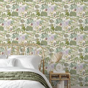 Grandeco Rust & Cream Floral Sprig Natural Smooth Wallpaper