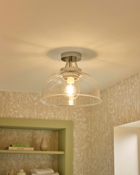 GoodHome Bugue Glass & metal Chrome effect Bathroom LED Ceiling light