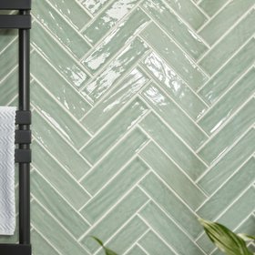 Maremar Aloe Green Gloss Ceramic Indoor Wall tile,