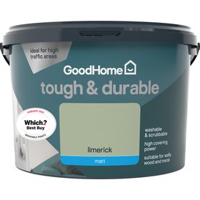 GoodHome Tough & Durable Limerick Matt Wall & ceiling Emulsion paint, 2.5L
