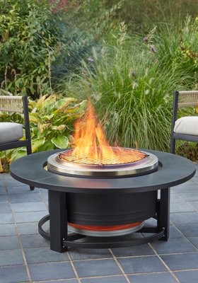 GoodHome Celsian Steel Matt Black Round Firepit