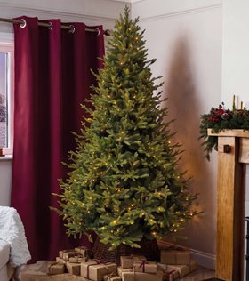 7.5ft Full Cool white & warm white LED Pre-lit Artificial Christmas tree - Green
