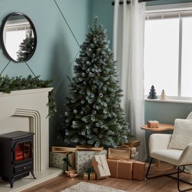 7ft Aumont Natural effect Hinged Full Artificial Christmas tree - Green