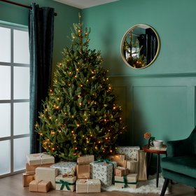 7ft Full Fraser Fir Warm white LED Hinged Pre-lit Artificial Christmas tree - Green