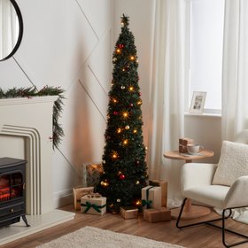 6ft Slim Trevalli Warm white LED Pre-lit Artificial Christmas tree - Green