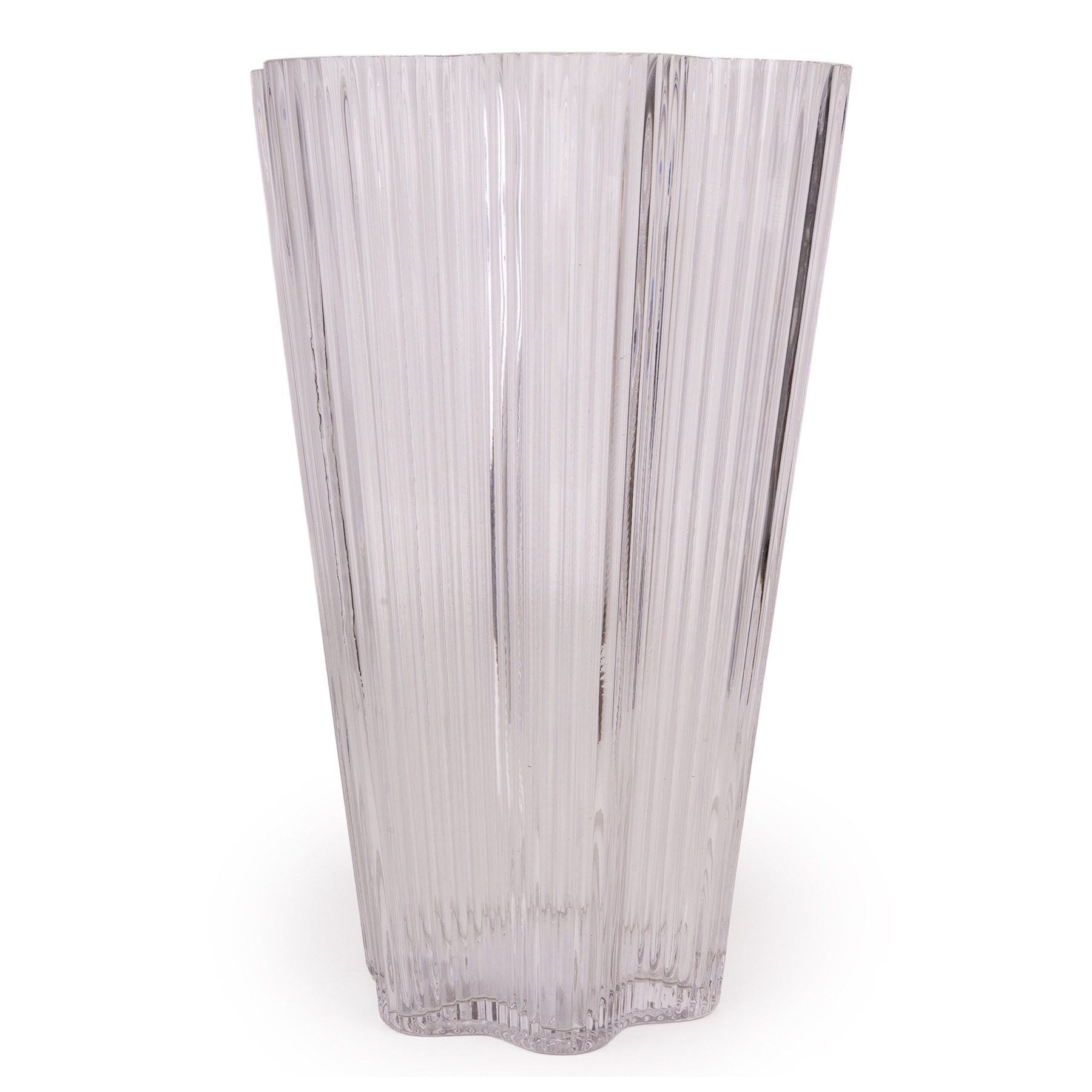 Candlelight Medium Clear Glass Scalloped Vase, (H)27cm (D)17.7cm
